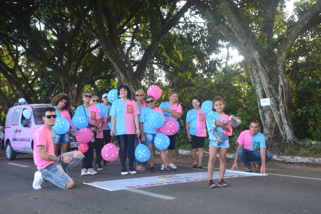 Grupo do Instituto do Câncer Sempre Com Você em desfile pelas avenidas de Joinville