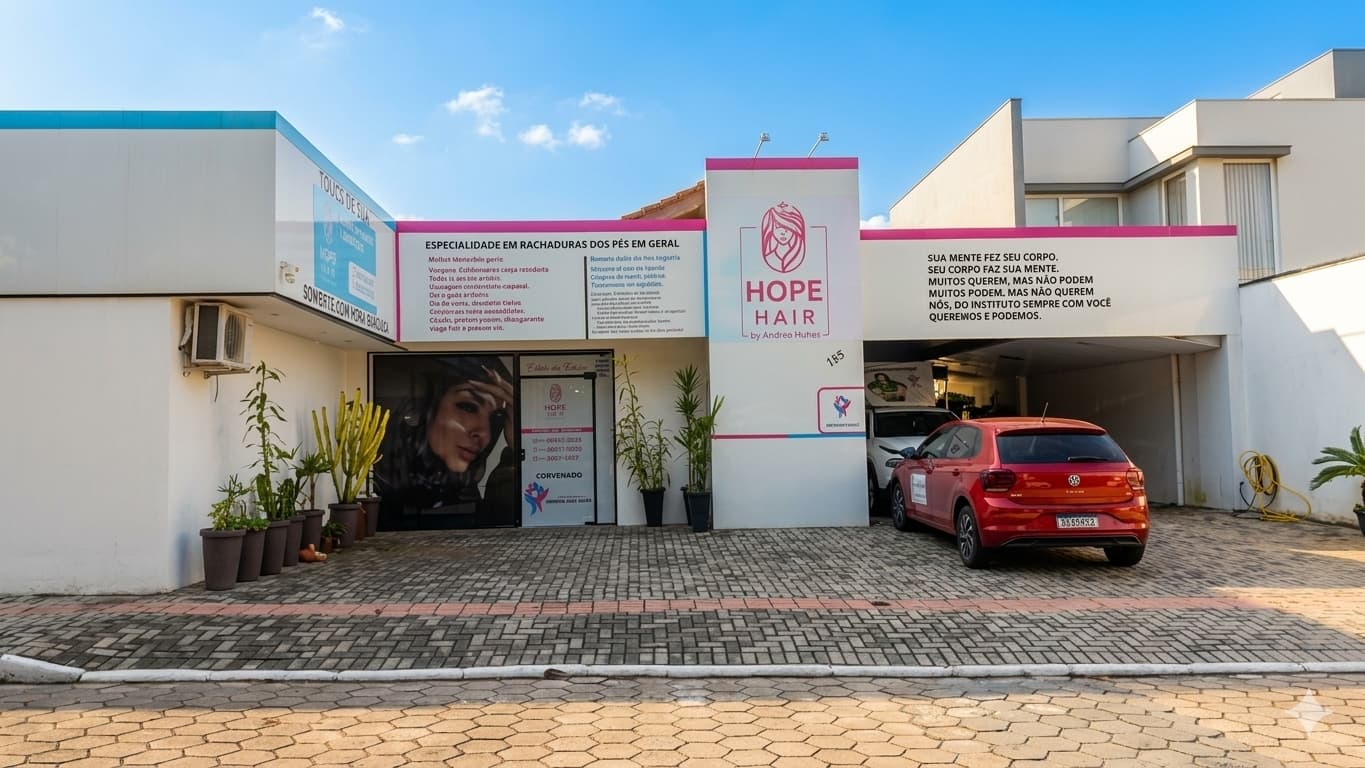 Fachada do salão Hope Hair, na Rua Karl Kumlehn, 185, em Joinville